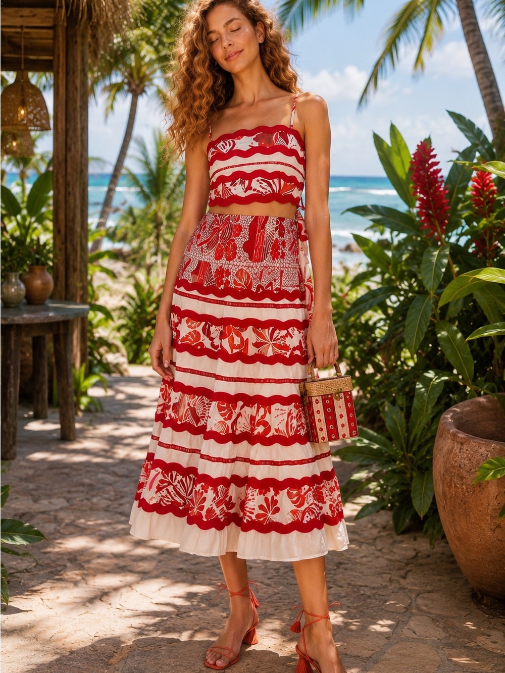 Farm Rio Tiles Printed Skirt and Top Set - Picture 7 of 16